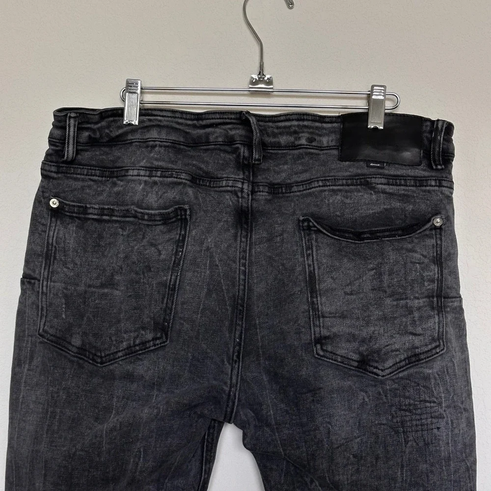 Zara Men's Slim Fit Distressed Acid Wash Grey Denim Jeans Cotton Blend Sz 36x29